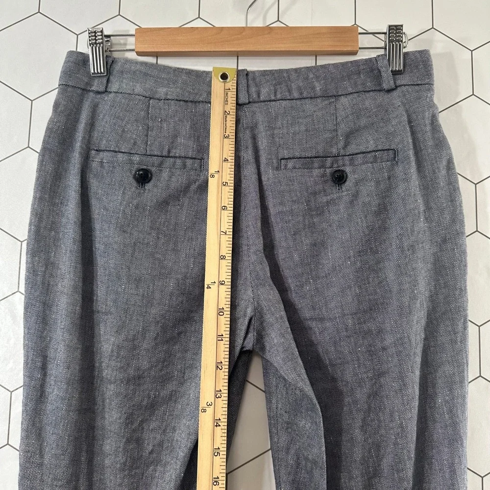 Banana Republic Avery Pants Womens 4 Gray Linen Blend Straight Leg Workwear